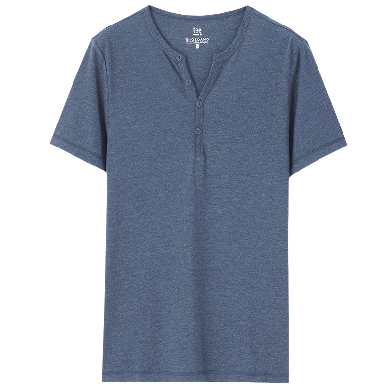 佐丹奴T恤男装简约素色纯棉亨利领短袖T恤01026216