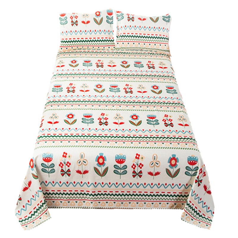 艾洛苏 纯棉老粗布床单单件夏季凉席三件套全棉单人宿舍被单家用双人枕套三件套