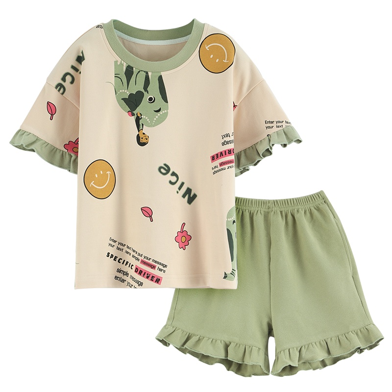 浪莎儿童睡衣女童夏季纯棉薄款短袖卡通中大童女孩公主夏天家居服