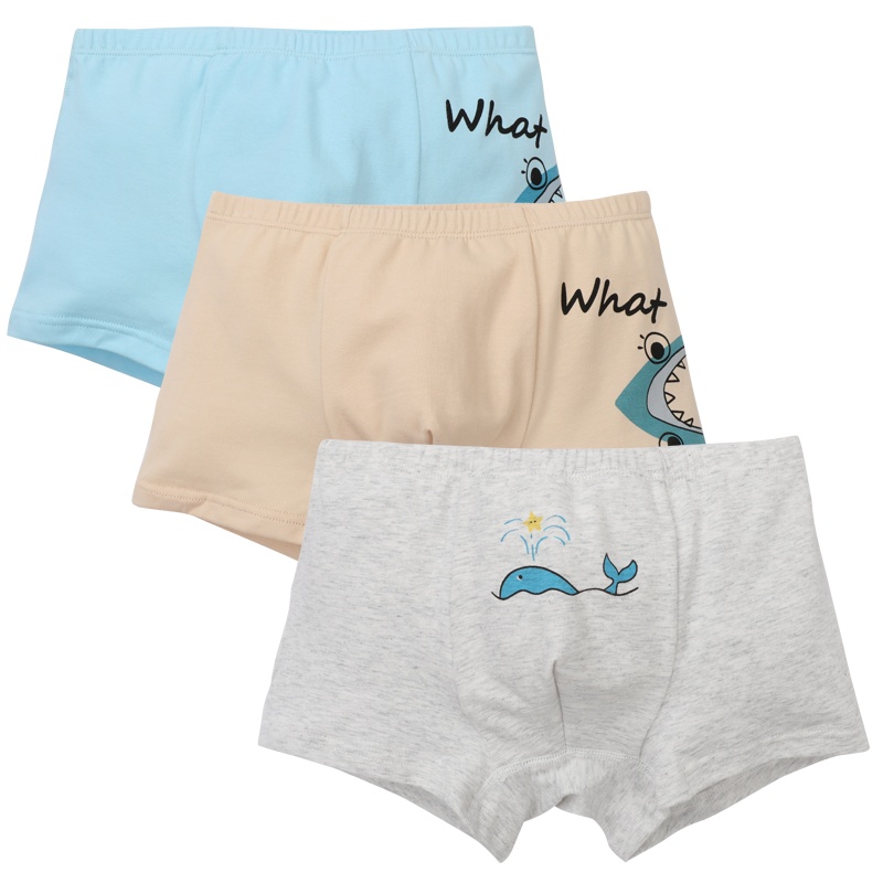 小红豆儿童内裤男童平角舒适内裤宝宝棉质短裤三条装内裤男童柔软舒适内裤