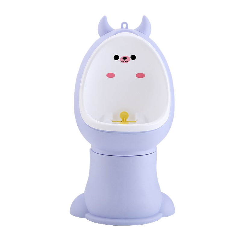 DuDi/青蛙嘟迪 男孩站立式小便器挂墙式宝宝卡通萌熊小便斗儿童小便池尿盆小孩坐便器马桶 香芋紫