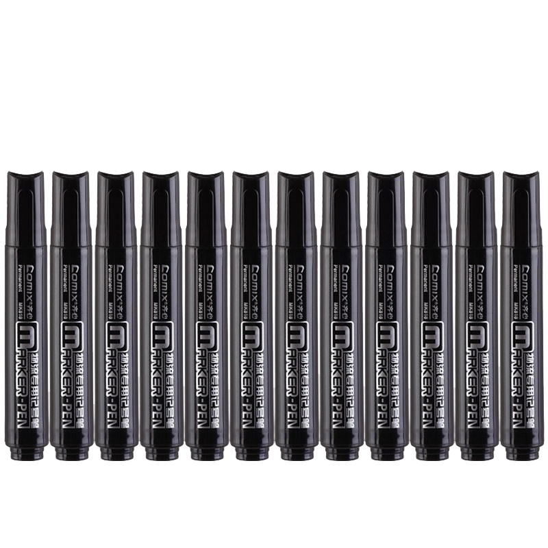 齐心 COMIX MK818物流专用记号笔 黑 12支装