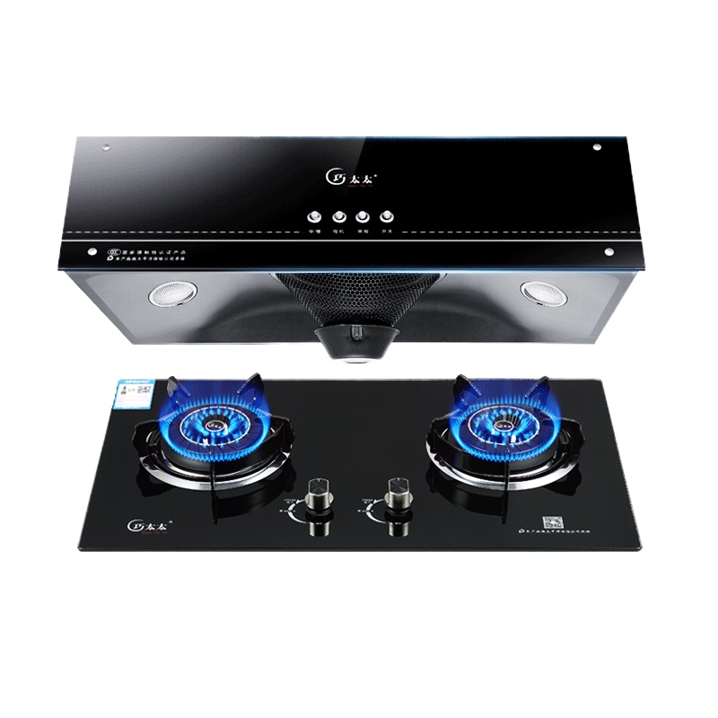 巧太太(QiaoTaiTai)抽油烟机灶具套餐顶吸油烟机家用大吸力双灶燃气灶 A319+193C(液化气)