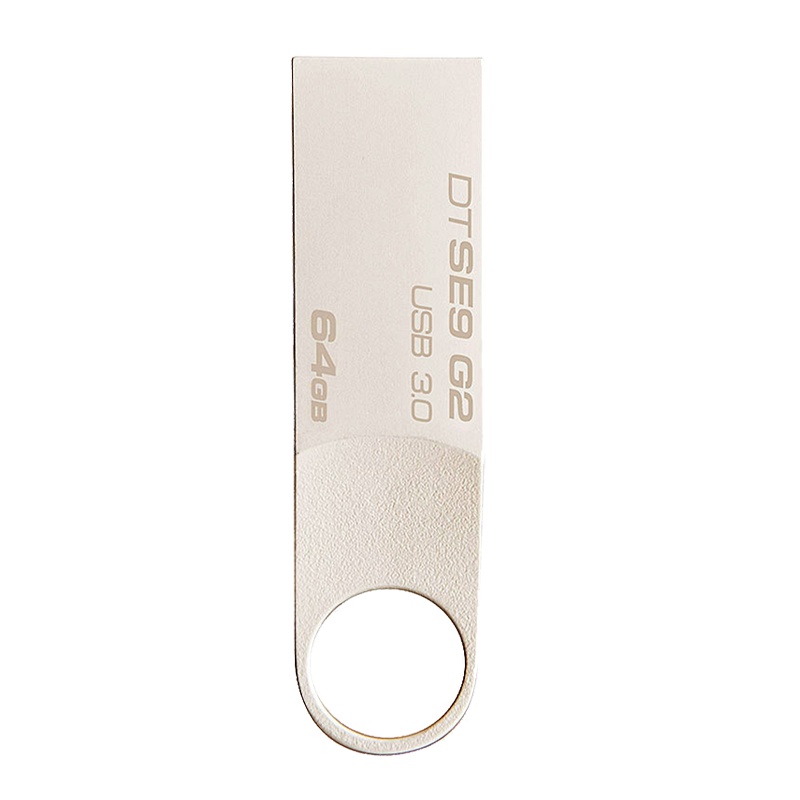 金士顿(Kingston)DTSE9金属银色亮薄64G U盘(USB3.0 读速100MB)
