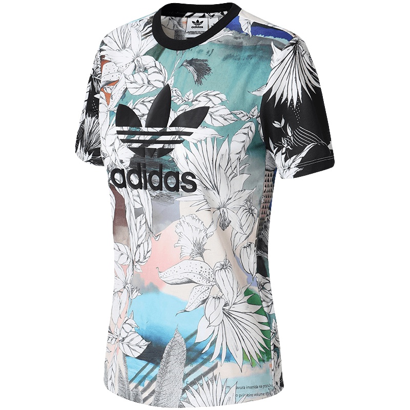 adidas阿迪达斯三叶草女子短袖T恤18款花卉透气休闲运动服CY7370