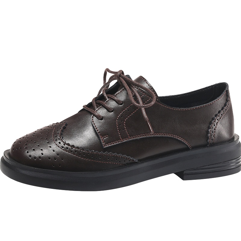 公猴小皮鞋女英伦风2021新款春季韩版百搭网红单鞋复古布洛克牛津