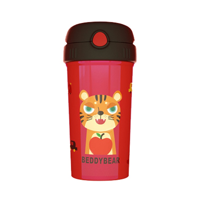 杯具熊儿童吸管保温杯316不锈钢喝水杯子幼儿园水壶儿童杯学生男女卡通大肚杯便携背带吸管小学生男女大容量水杯