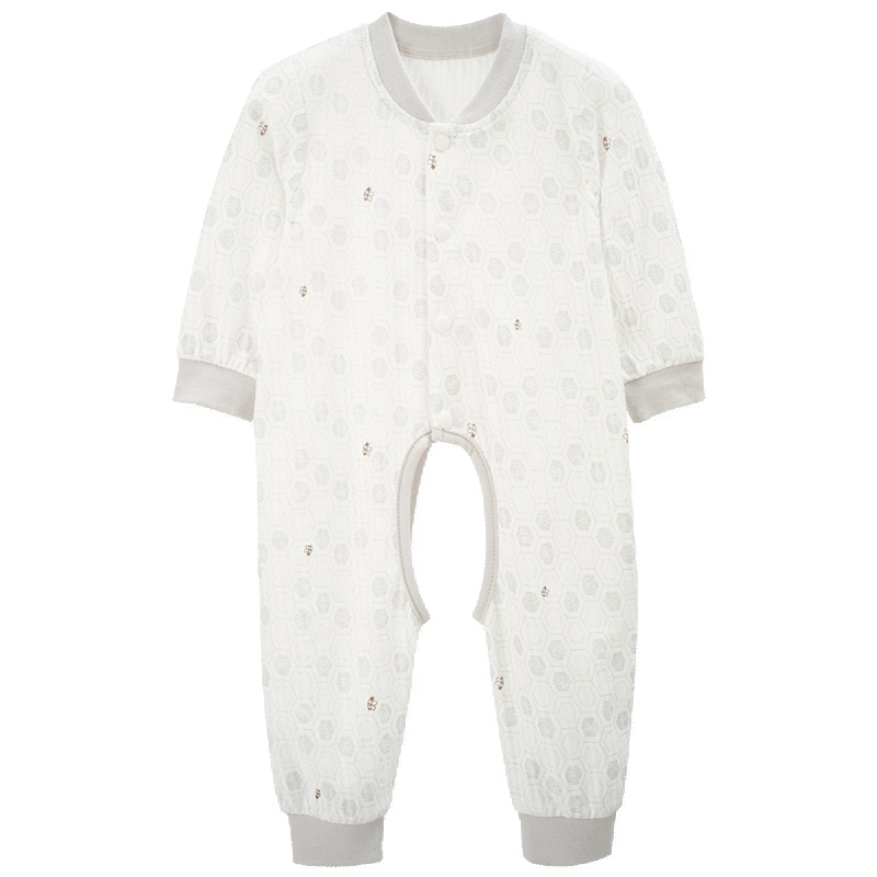 苏宁自营 婴姿坊 夏季新品男童童装休闲开裆连体衣男宝宝内衣家居服长爬50-90cm 0-2岁