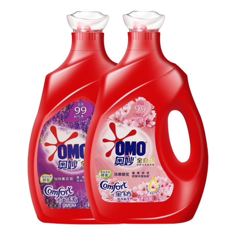 奥妙洗衣液 全自动含金纺深层洁净 奥妙含金纺怡神薰衣草3KG 4桶/箱 1箱