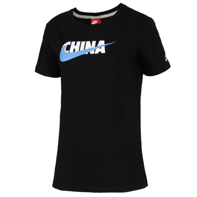 Nike耐克2019年新款女子T恤运动透气休闲舒适圆领上衣短袖青春时尚印花AQ5208-010 B