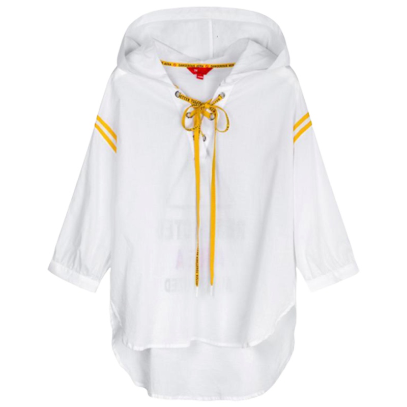 【专柜同款】7.Modifier白色衬衫女装夏新款设计感小众上衣韩版宽松洋气百搭连帽衬衣