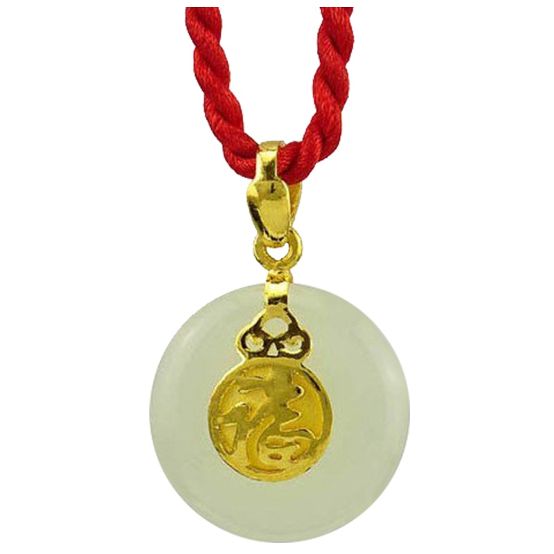 梦克拉 Mkela 足金镶和田玉吊坠 喜福临门 玉石吊坠 其他国内证书