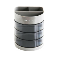 得力9147笔筒 办公商务塑料/创意收纳/三层多功能笔筒( 83mm*83mm*102mm)