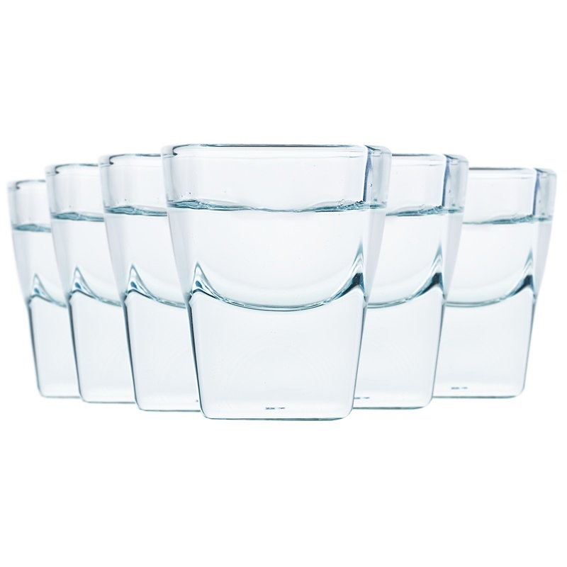 6只进口无铅玻璃透明加厚烈酒杯家用白酒一口小四方杯55ML