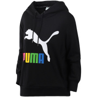 PUMA彪马女装运动服经典logo休闲百搭套头连帽卫衣595915