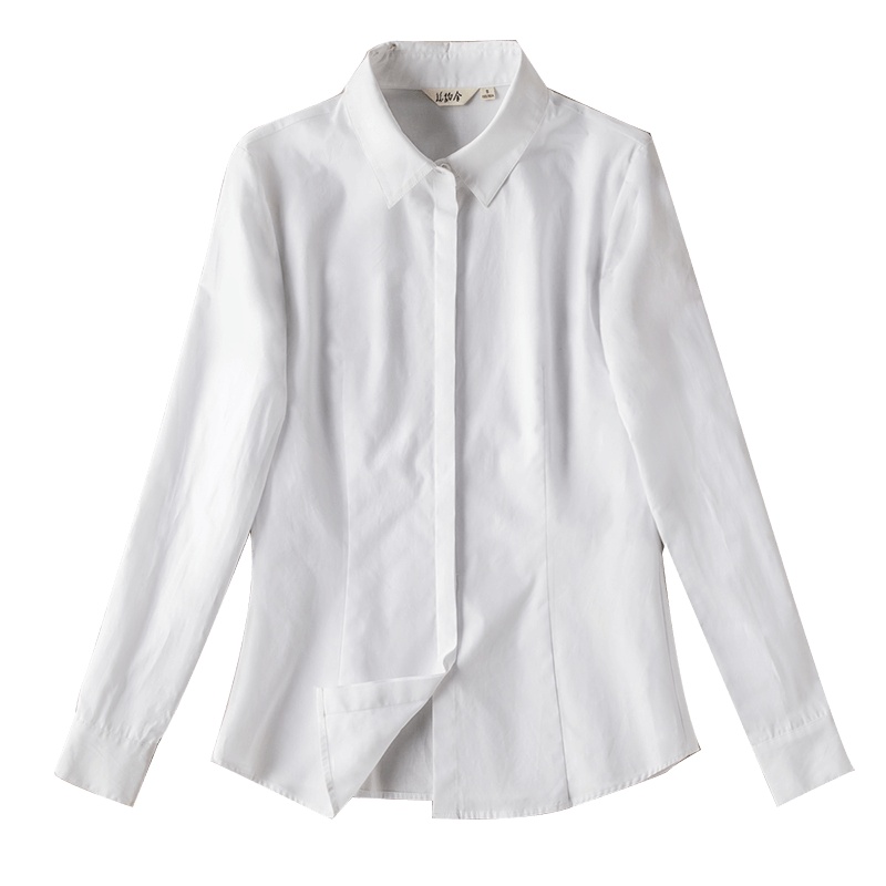丝柏舍2020款女纯色翻领长袖单排扣简约常规款衬衫S91R0856C