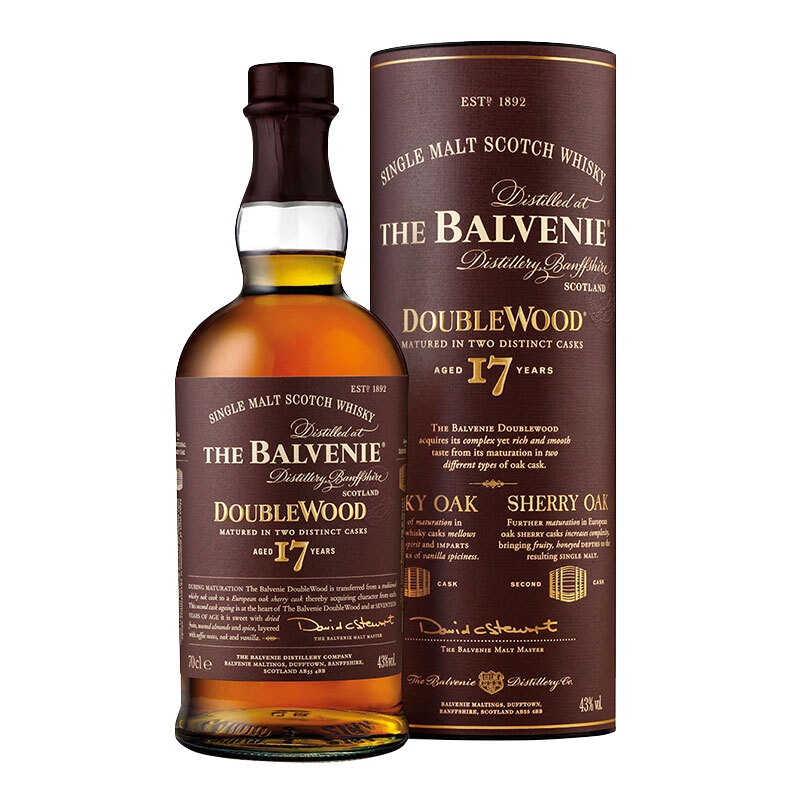 百富 Balvenie 单一麦芽威士忌 原装进口洋酒 百富17年双桶 700ml*1