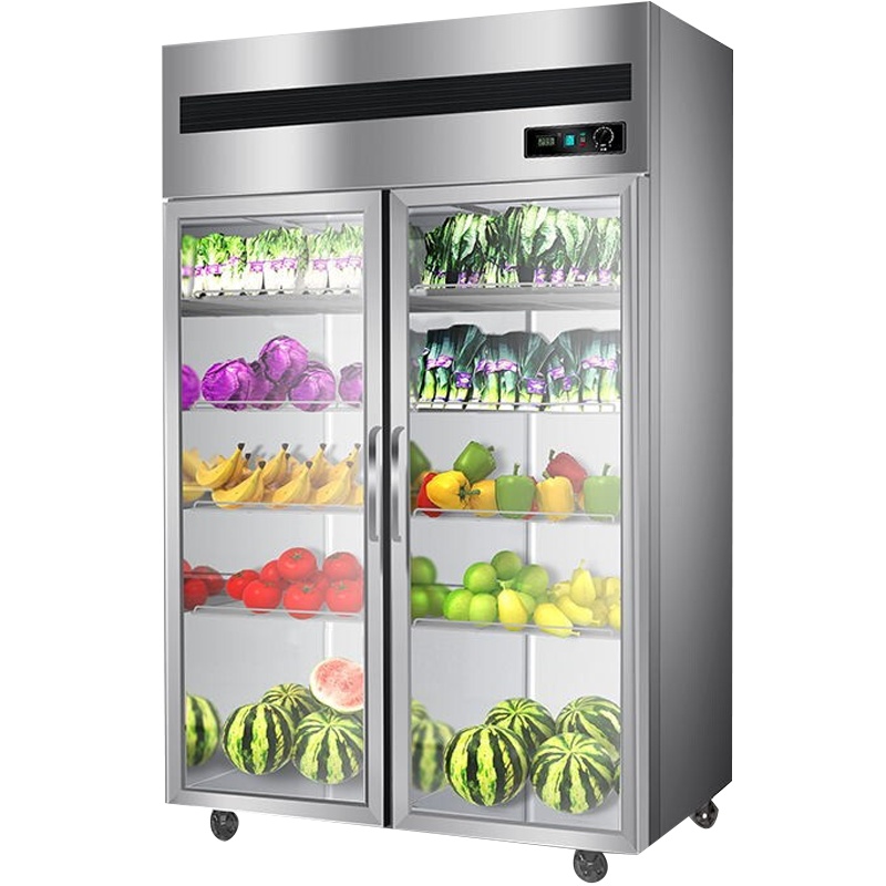 德玛仕 冷藏展示柜冰箱冷藏柜保鲜柜商用立式冰柜玻璃厨房水果蔬菜饮料柜三开门超市 水果蔬菜冷藏柜(900L大容量)