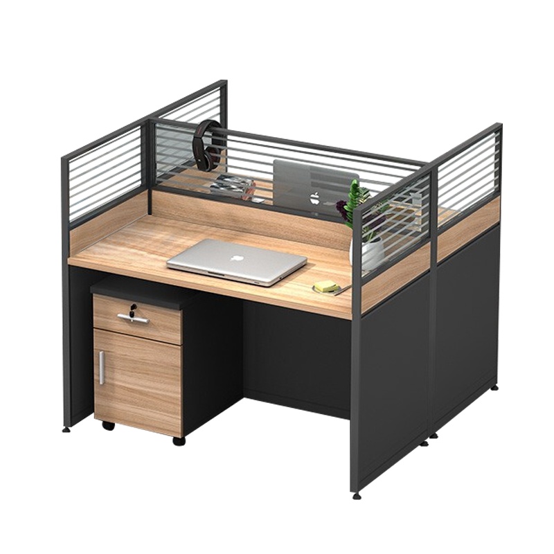 震海 办公家具双人位办公桌带柜子组合屏风工位电脑桌现代简约双人位员工桌职员工作位办公室桌子员工办公桌组合