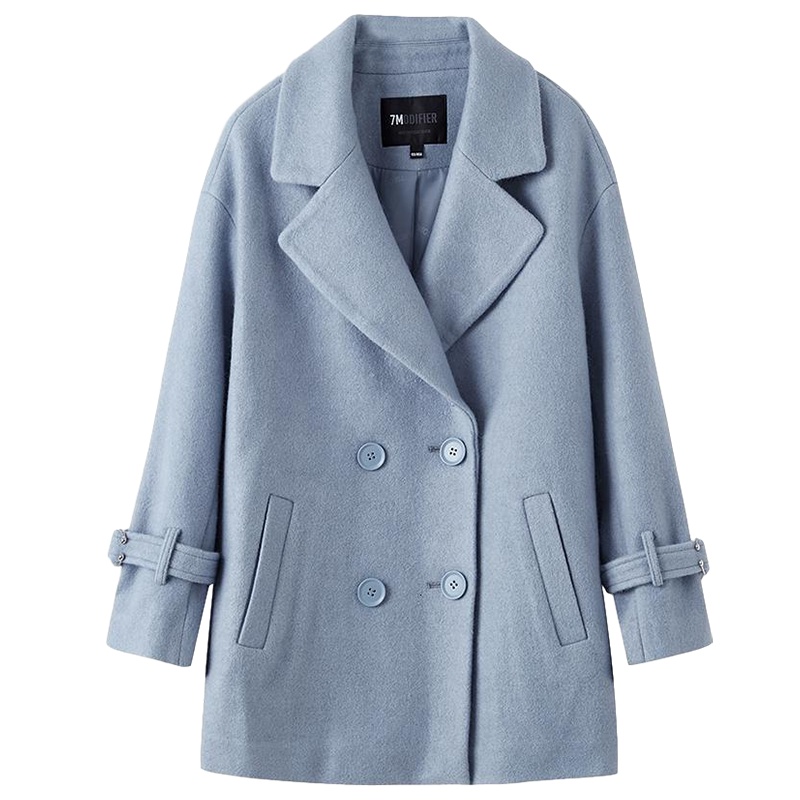 拉夏贝尔毛呢外套女秋冬季新款百搭韩版宽松时尚短款赫本风小个子呢子大衣