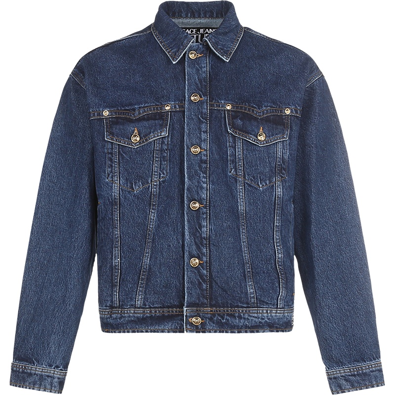 范思哲 VERSACE JEANS COUTURE 男士 棉质短款丹宁夹克牛仔服外套71GAS466 CDW03