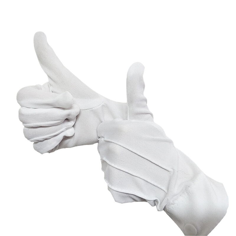 三筋礼仪手套 带扣涤纶白色阅兵接待保安表演司机开车劳保手套(双)