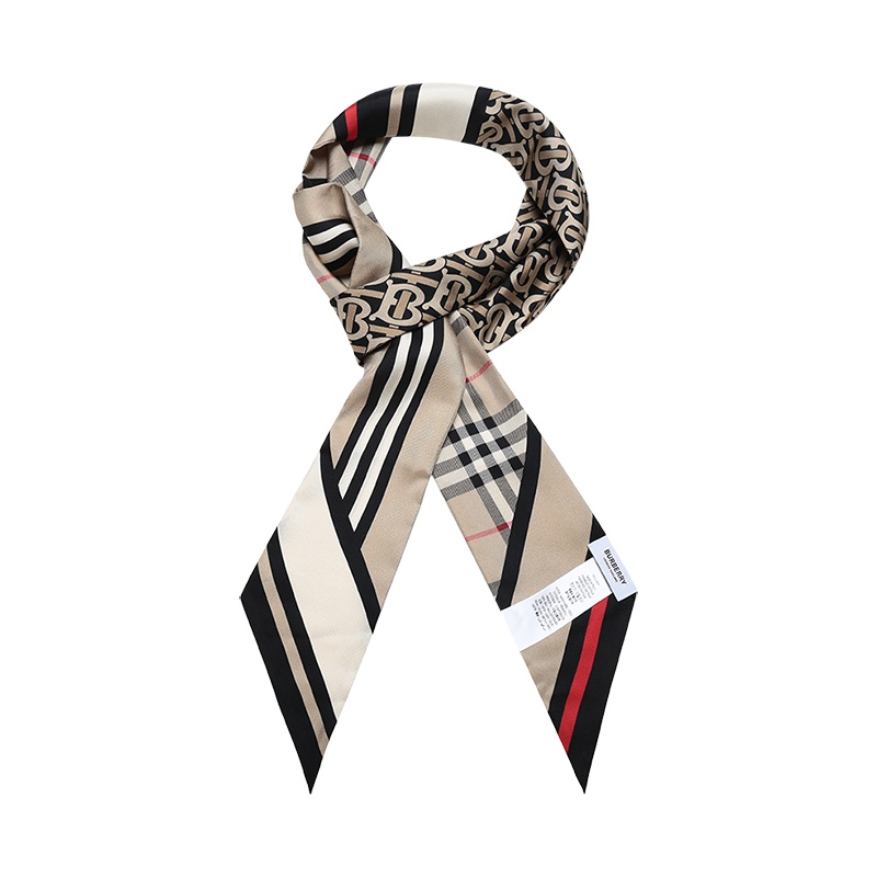 博柏利 BURBERRY 男女通用款桑蚕丝装饰带小领巾窄版丝巾80370171