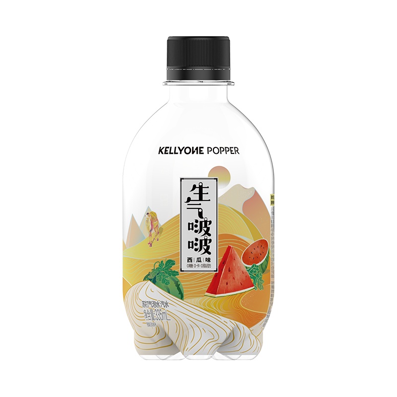 Kellyone生气啵啵无糖苏打水气泡水0卡0脂西瓜味饮料汽水335ml*12瓶