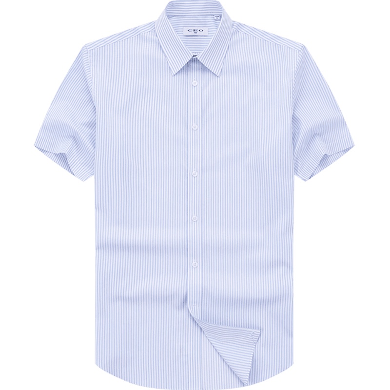 Youngor/雅戈尔旗下CEO短袖衬衫男士春夏款白底蓝条纹衬衣免烫994HJA