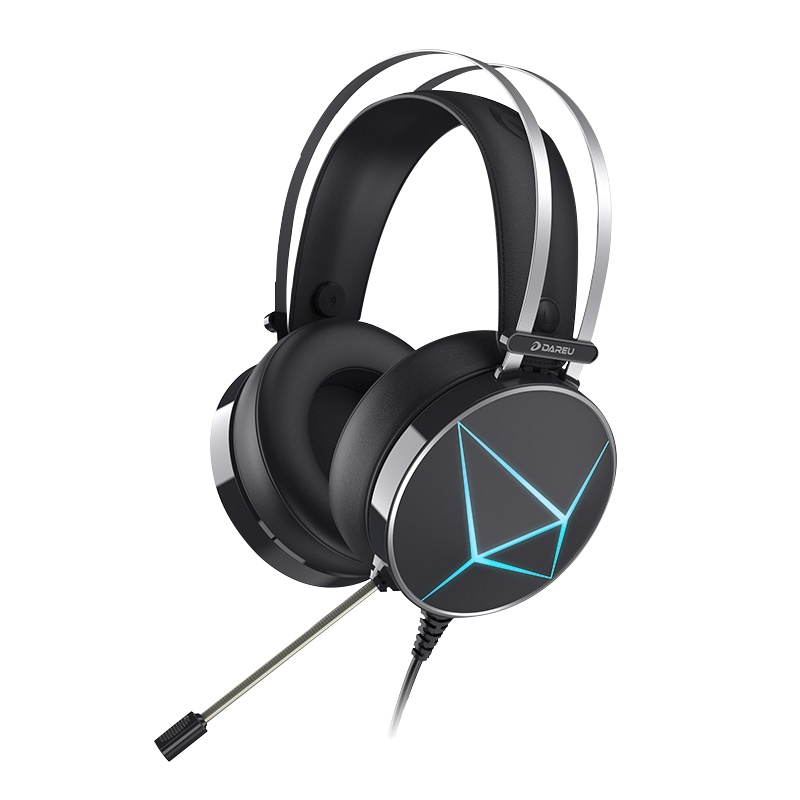 达尔优(dare-u)EH722 头戴式游戏发光耳机电竞耳机耳麦游戏耳机 电竞耳机经典黑色蓝光版 3.5+USB接口