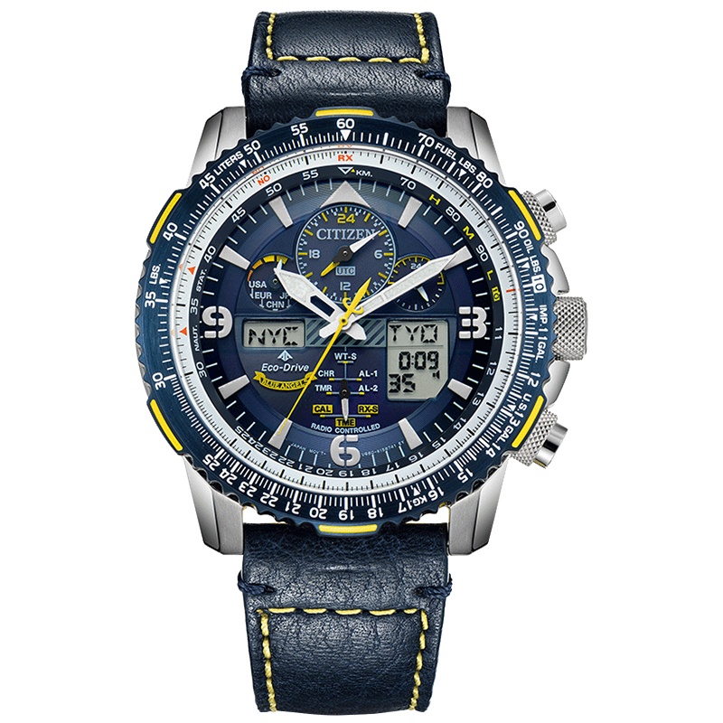 西铁城（CITIZEN）手表男日本光动能皮带多局电波深层防水新款运动男表JY8078-01L