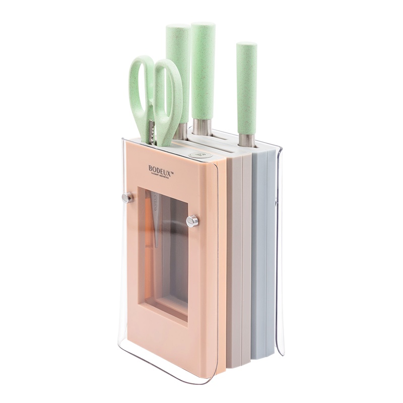 铂帝斯（BODEUX） 炫彩系列5件刀套刀具套装不锈钢家用菜刀切片刀水果刀全套厨房刀具组合