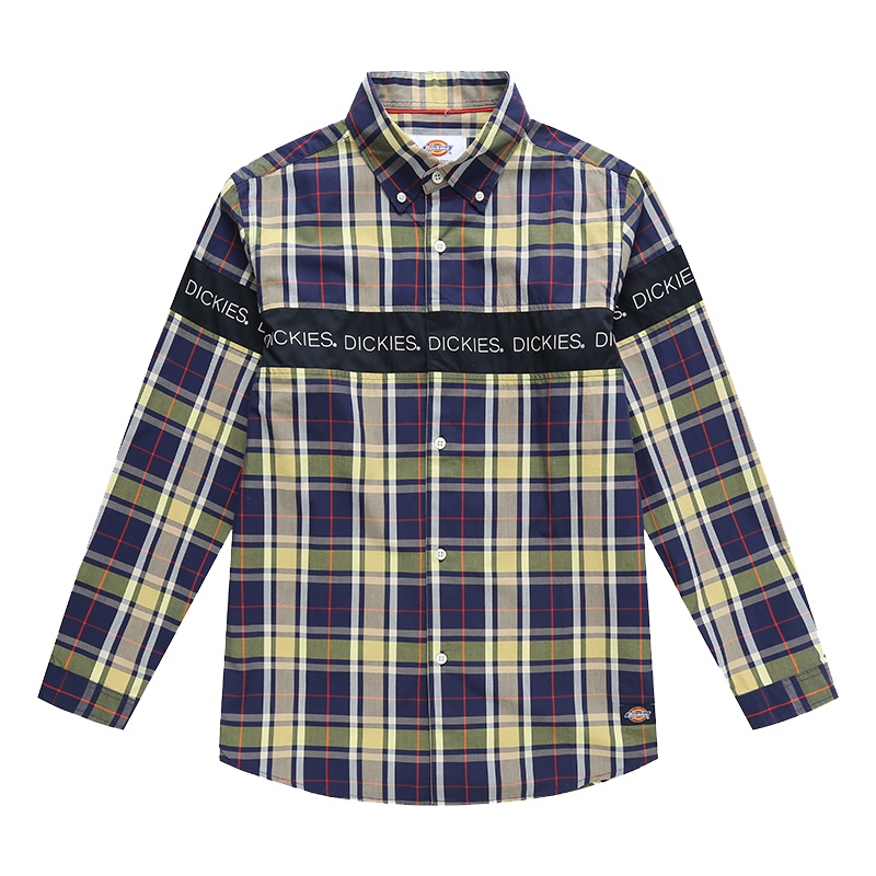 DICKIES 新款男士长袖衬衫拼接印花宽松版型领衬衫
