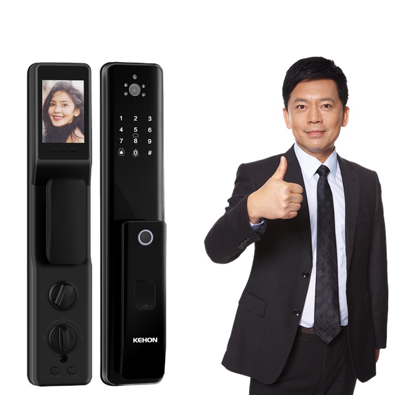 科熊新款V2高档电子智能锁指纹锁家用防盗门密码锁带电子猫眼（全国安装）