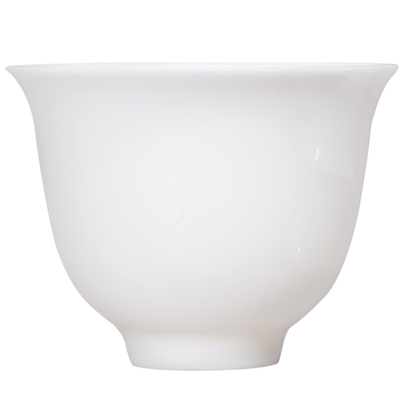 博为 功夫茶杯陶瓷 德化羊脂玉瓷茶具主人杯品茗杯喝茶杯 云雨白瓷茶杯3个装