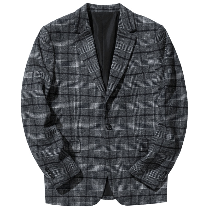 千纸鹤男装商务休闲便西上衣春季新款帅气时尚格子小西装外套男35162