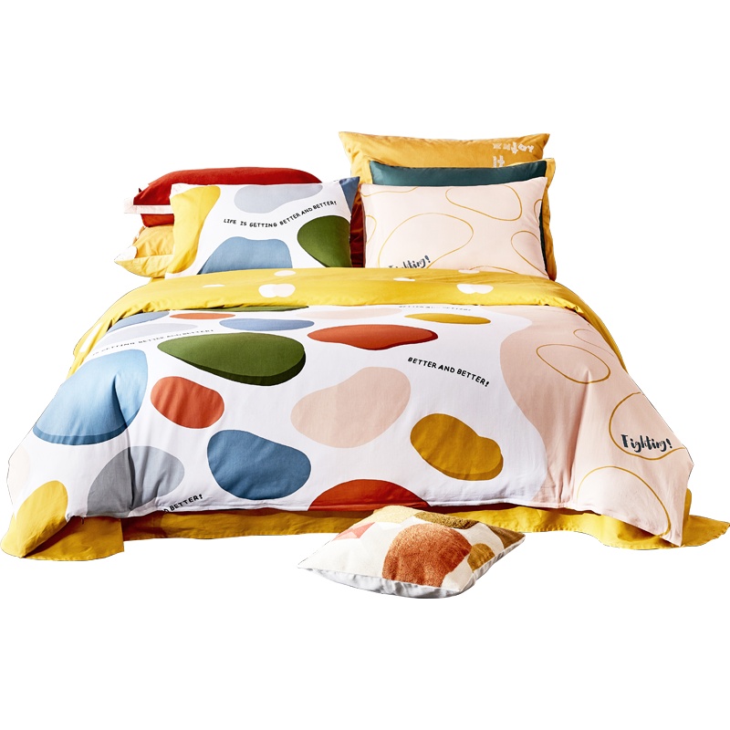 梦洁美颂 梦洁(MENDALE)家纺 纯棉床上四件套全棉ins网红款三/四件套学生宿舍床单被套件艾洛维