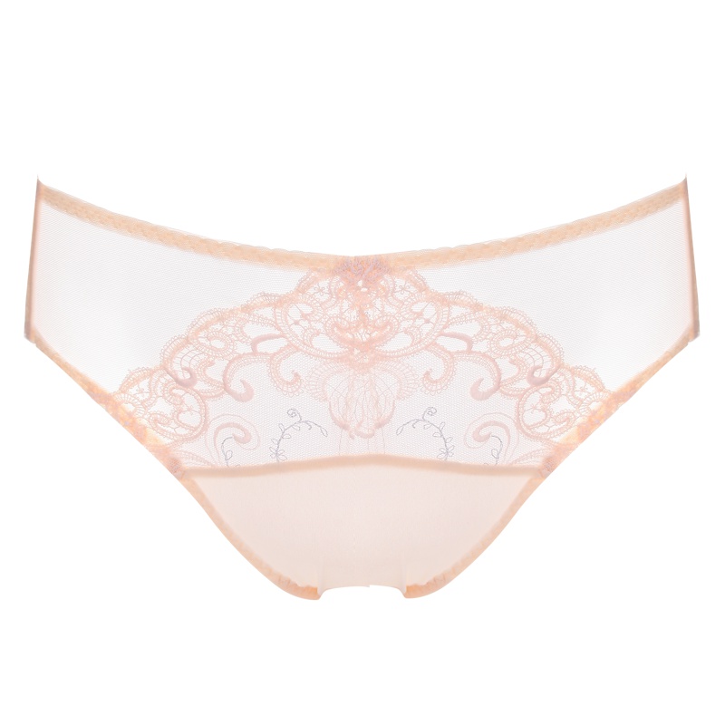依曼丽低腰时尚性感蕾丝内裤女 刺绣轻薄透气提臀舒适大码平角裤