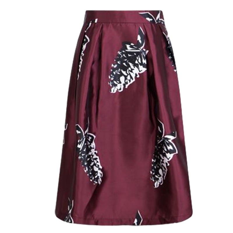 【福利款】拉夏贝尔Candie's春季新款 无弹印花a字裙中长款混色半身裙 女30054005