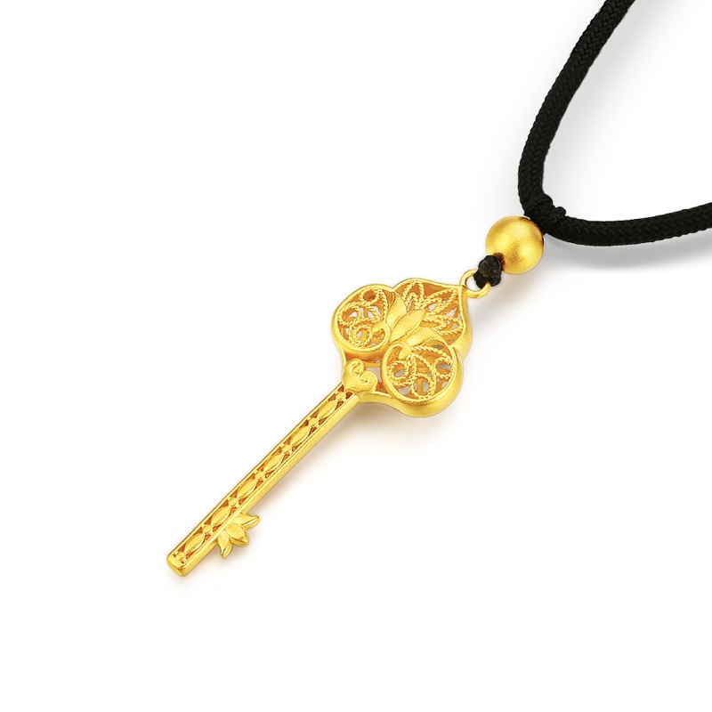 金一古法金黄金吊坠金丝钥匙牌女士款送礼(计价)ABBG05