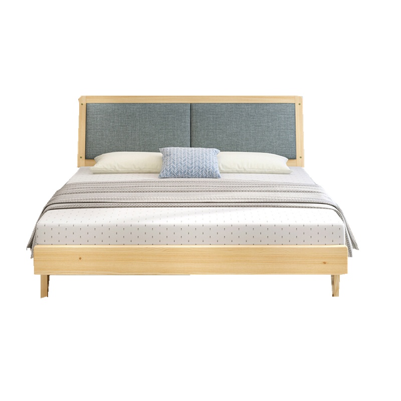 欧宝美实木床现代简约软包床单人床双人床宿舍公寓床