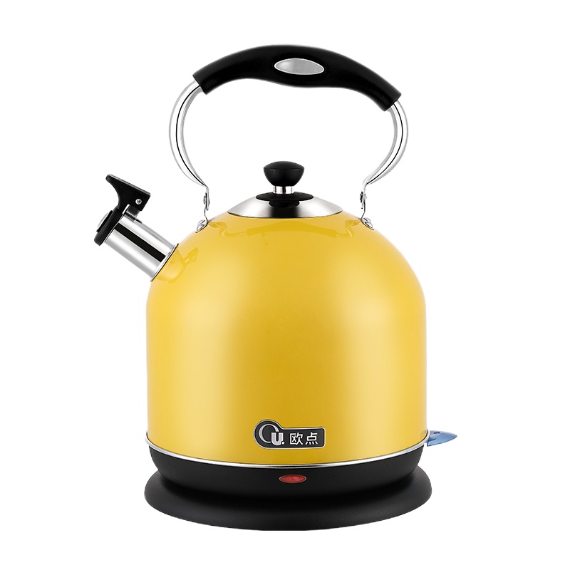 欧点(oudim)电热水壶欧式5L大容量双重温控开关304不锈钢烧水壶 OD-G50D黄色