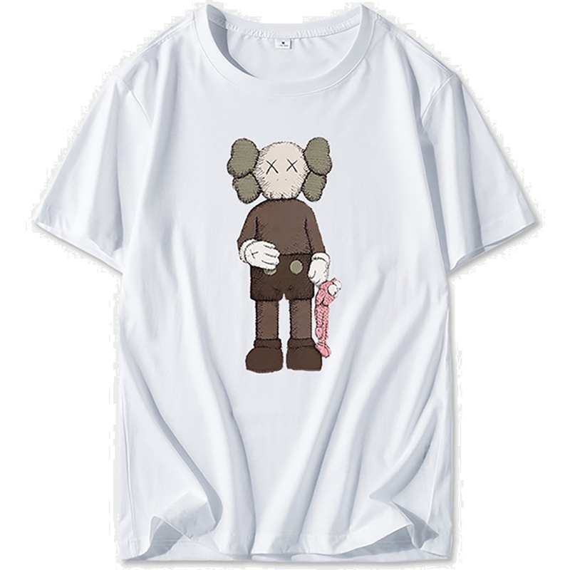 卡帝乐鳄鱼圆领纯棉短袖T恤卡通熊印花蓝色单人熊体恤BBW01-6T