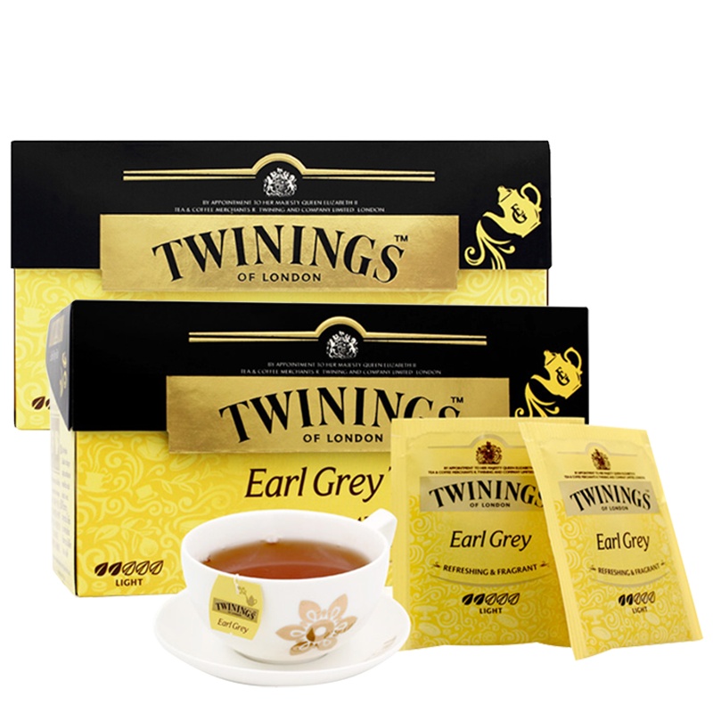 Twinings川宁 英国豪门伯爵红茶茶叶 进口英式红茶包 袋泡茶25包*2g*2盒