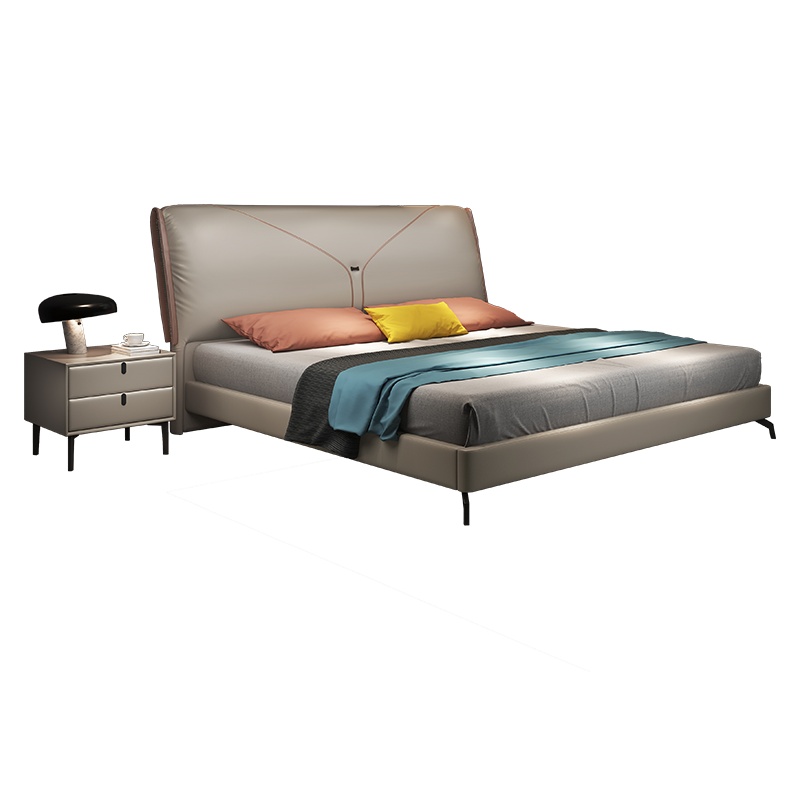 梵宜意式极简金刚皮主卧双人床软包床1.8米大床婚床网红床