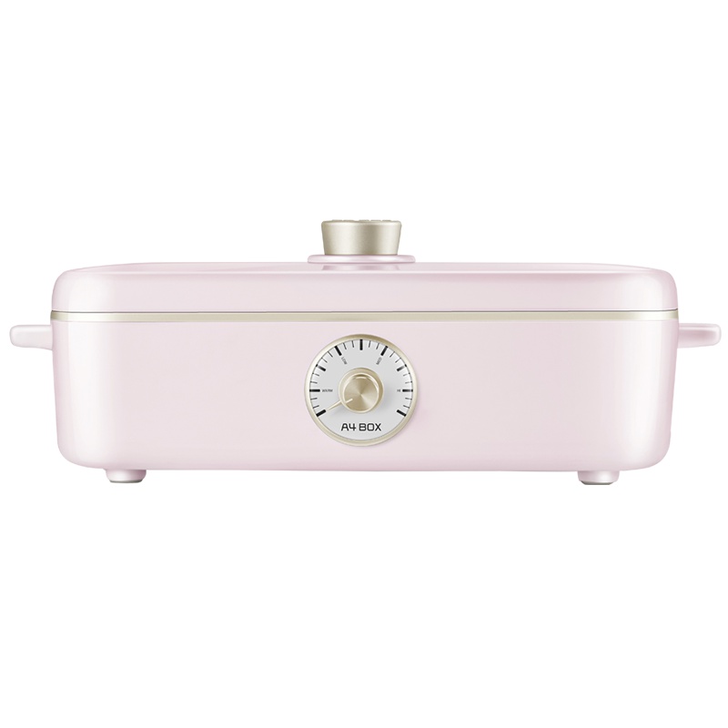 适盒A4BOX多功能料理锅烤肉电烤炉 网红小火锅烧烤蒸煮一体锅家用粉色三件套