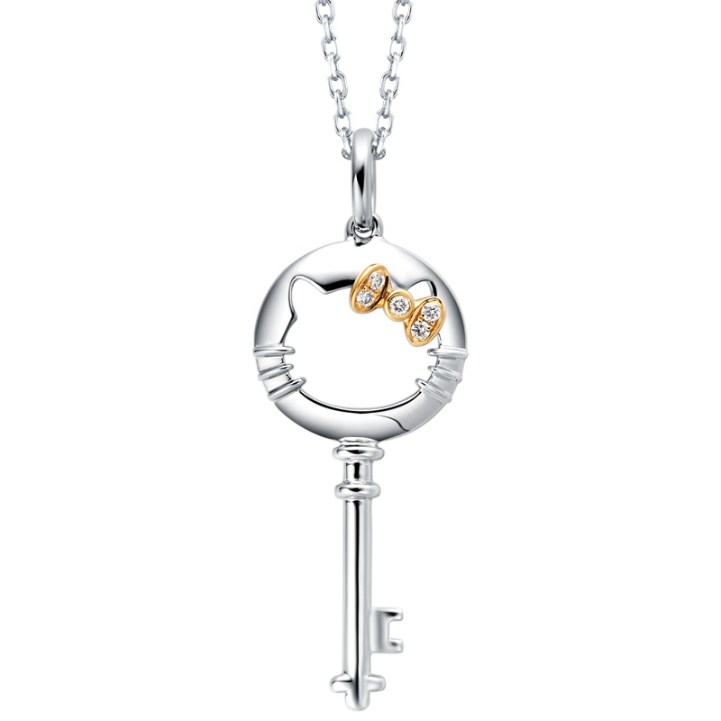 周大福Hello Kitty凯蒂猫钥匙18K金钻石坠U130580