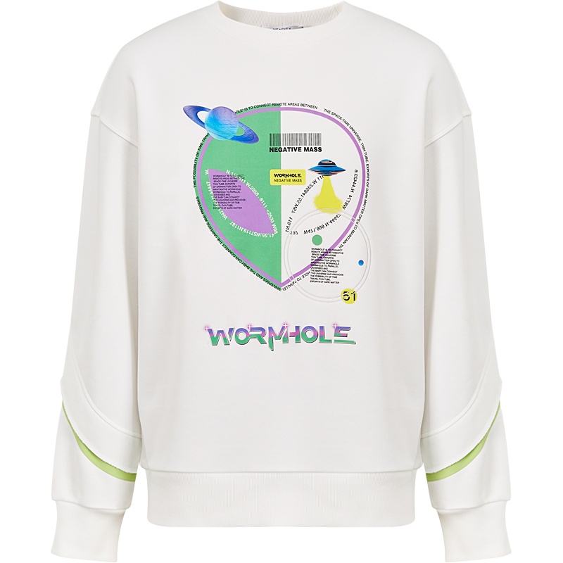 MECITY女装21年春季新款时尚套头印花减龄袖口拼接卫衣女上衣女