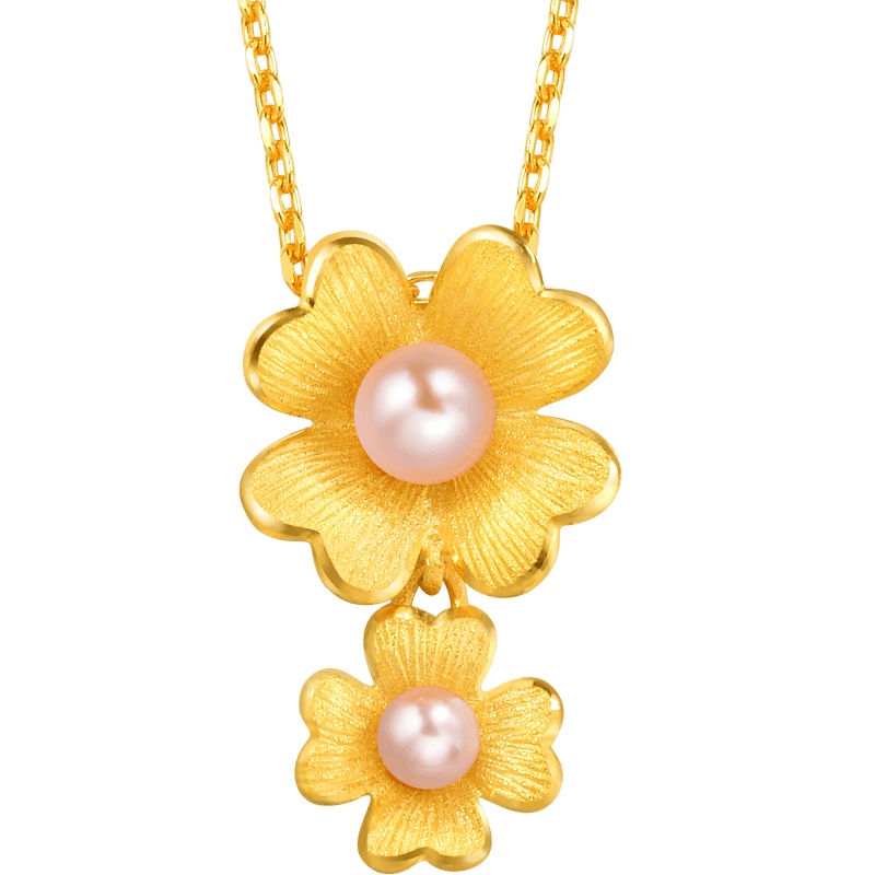 周生生(CHOW SANG SANG)足金四叶珍珠金吊坠女士款89000P计价