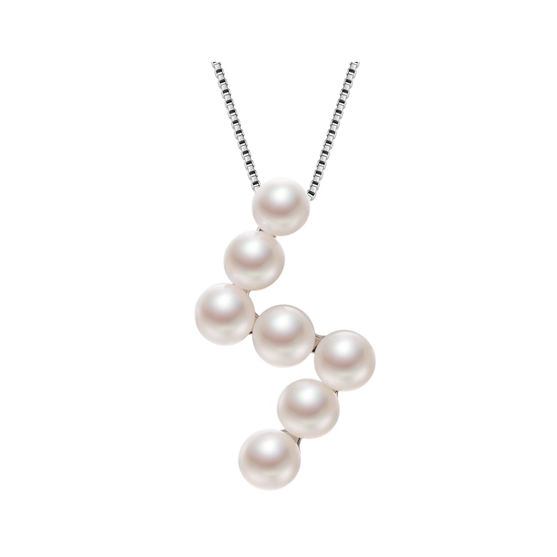 京润珍珠 闪电舞 S925银镶近圆形淡水珍珠吊坠女款 珠宝 珠宝宠自己送妈妈